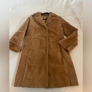 Suede shearling penny lane boho long coat size M Dutton Yellowstone style